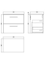 600mm Wall Hung 2 Drawer Vanity & Worktop - Image 3