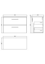 800mm Wall Hung 2 Drawer Vanity & Worktop - Image 3