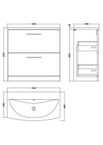 800mm Floor Standing 2 Drawer Vanity & Basin 4 - Image 2