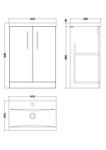 600mm Floor Standing 2 Door Vanity & Basin 1 - Image 2