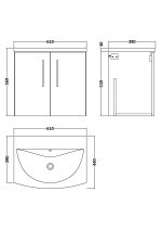 600mm Wall Hung 2 Door Vanity & Basin 4 - Image 2