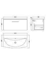 800mm Wall Hung 1 Drawer Vanity & Basin 4 - Image 2