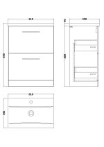 600mm Floor Standing 2 Drawer Vanity & Basin 1 - Image 2