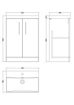 600mm Floor Standing 2 Door Vanity & Basin 3 - Image 3