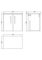 600mm Wall Hung 2 Door Vanity & Worktop - Image 2