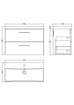 800mm Wall Hung 2 Drawer Vanity & Basin 3 - Image 2