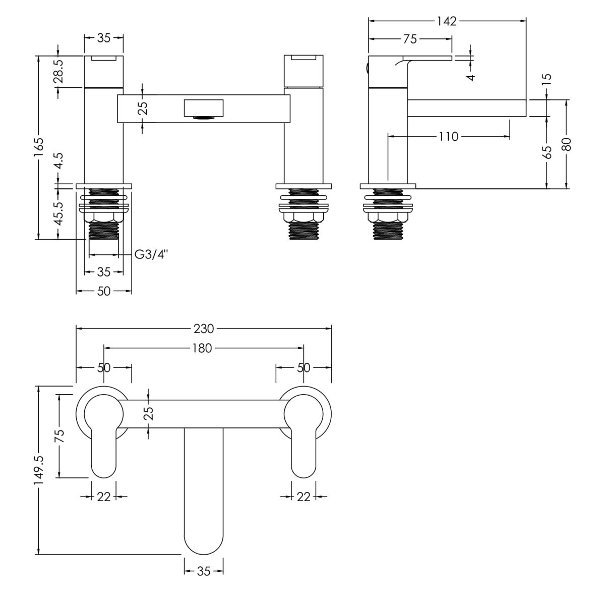 Deck Mounted Bath Filler - Image 2
