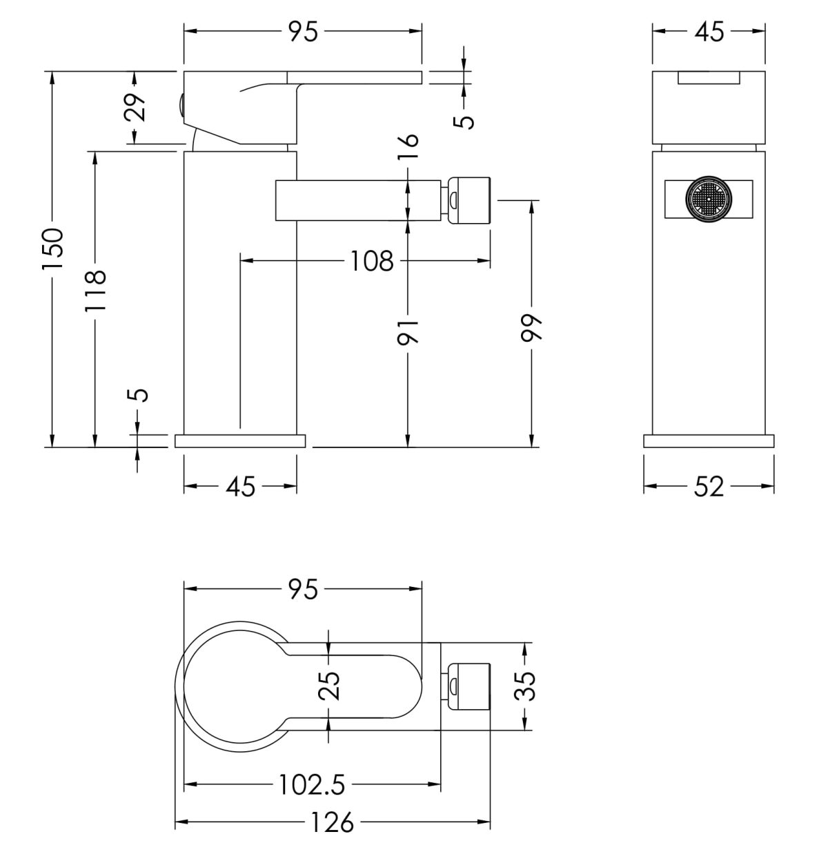 Mono Bidet Mixer With Pop-up Waste - Image 2