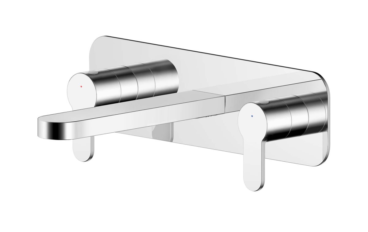 Wall Mounted 3 Tap Hole Basin Mixer With Plate - Image 1