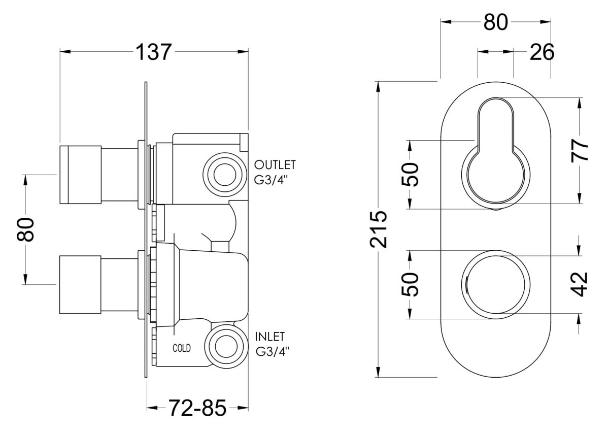 Twin Thermostatic Valve With Diverter - Image 3