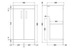 500mm Floor Standing Vanity With Worktop - Image 2