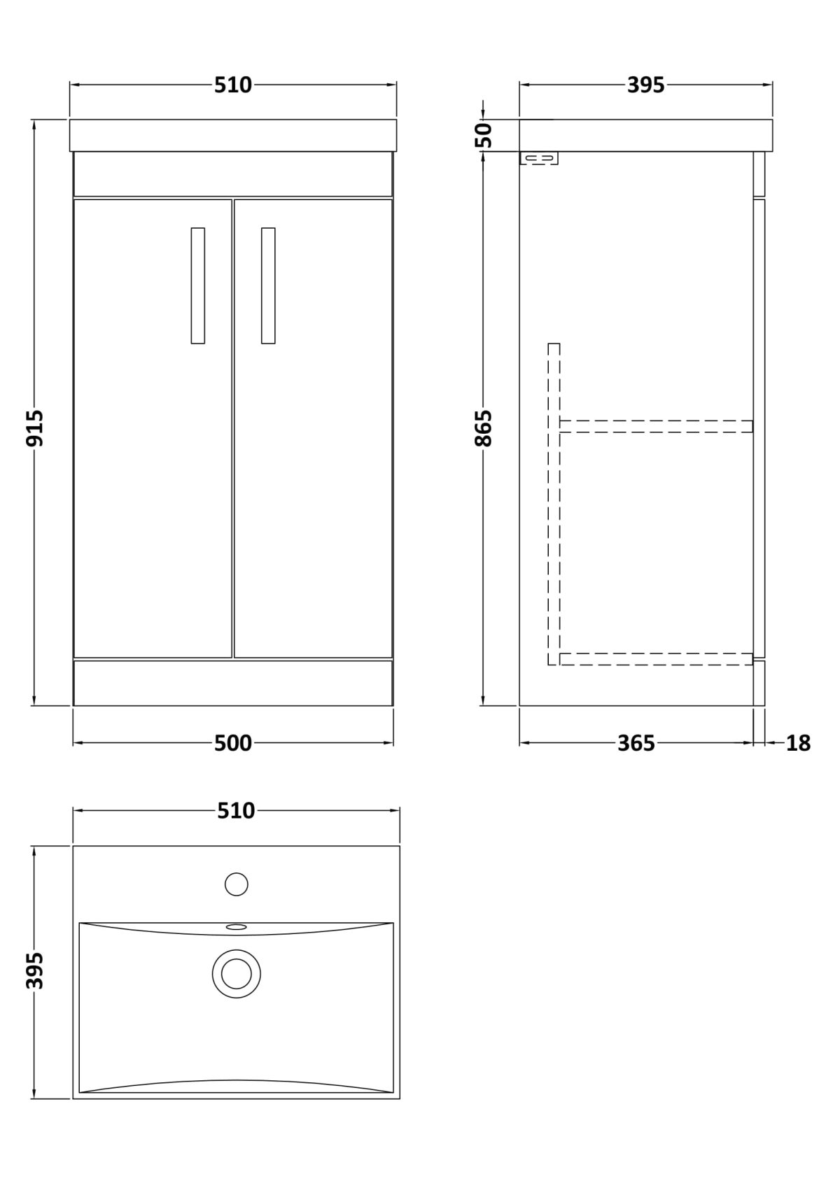 500mm Floor Standing Vanity With Basin 3 - Image 2