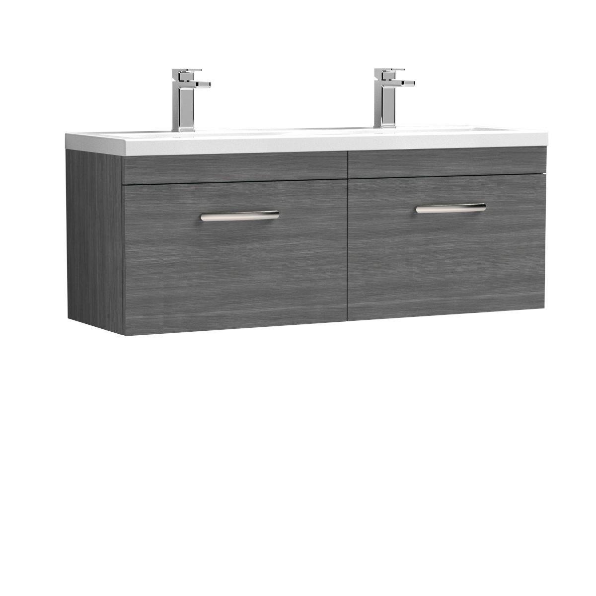 1200mm Wall Hung Cabinet With Double Ceramic Basin - Image 1
