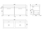 1200mm Wall Hung Cabinet With Double Ceramic Basin - Image 3