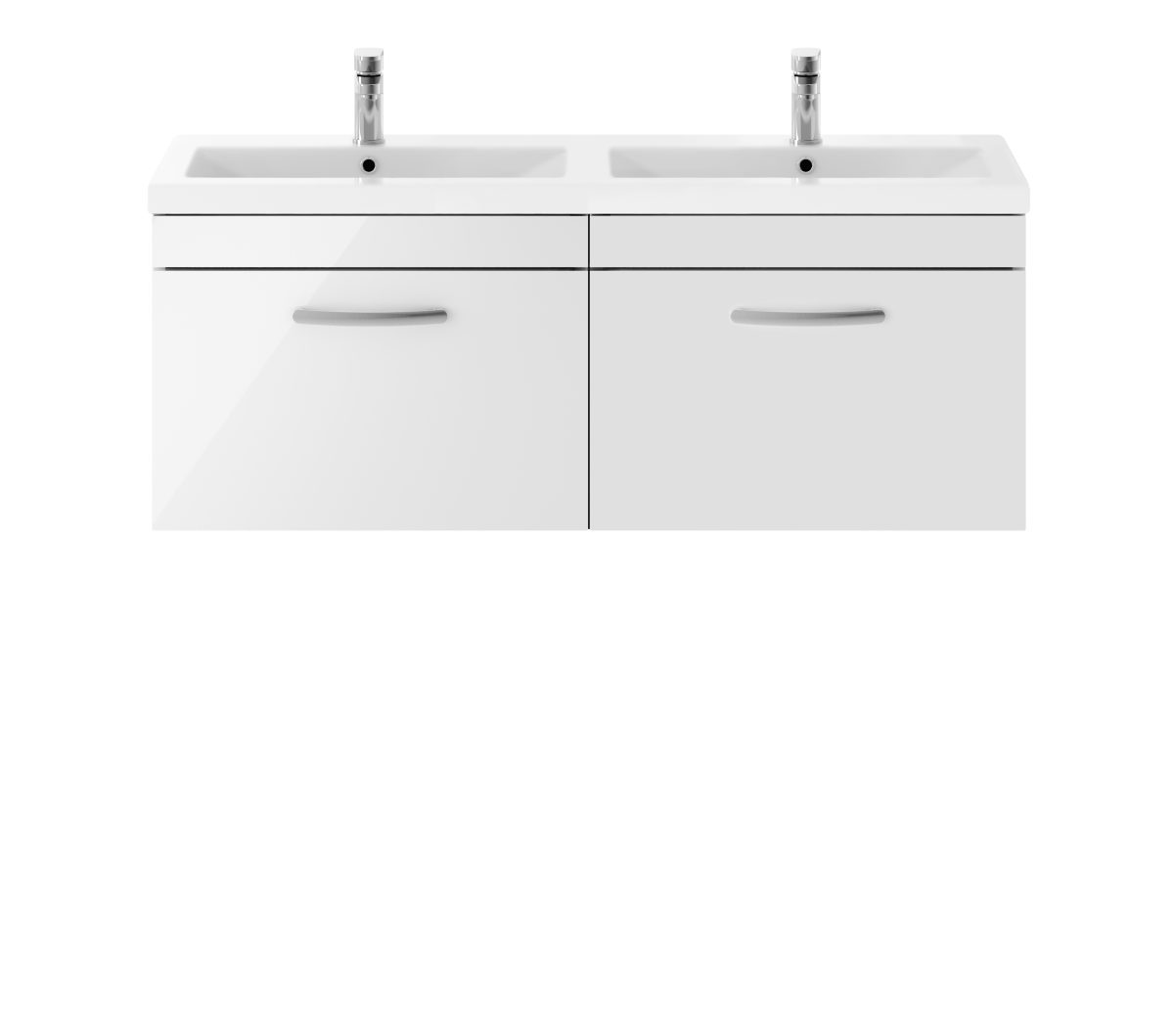 1200mm Wall Hung Cabinet With Double Ceramic Basin - Image 1