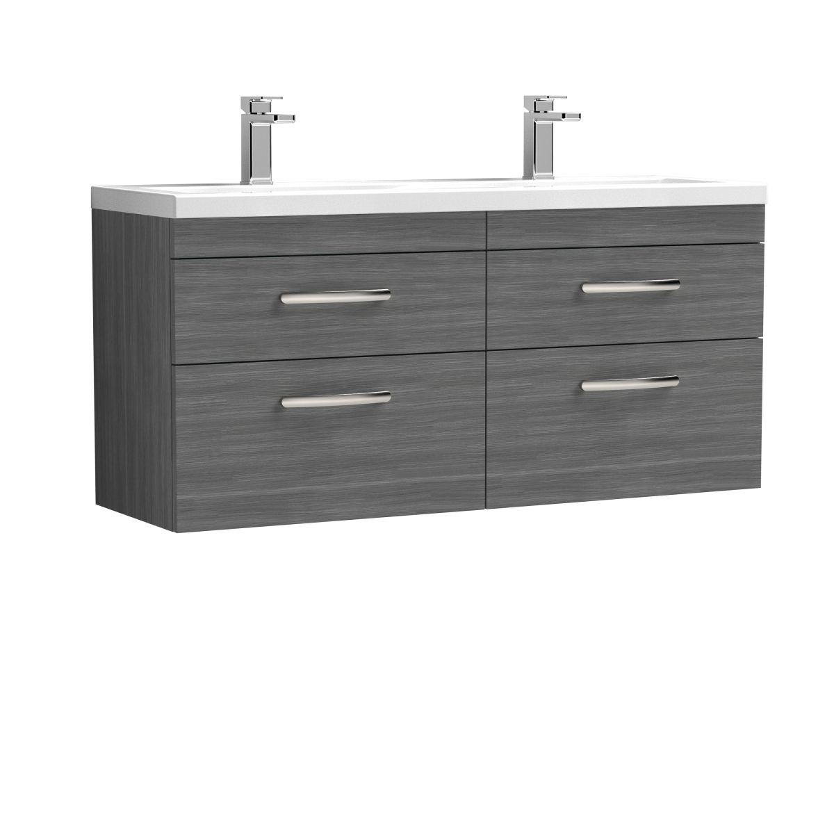 1200mm Wall Hung Cabinet With Double Ceramic Basin - Image 1