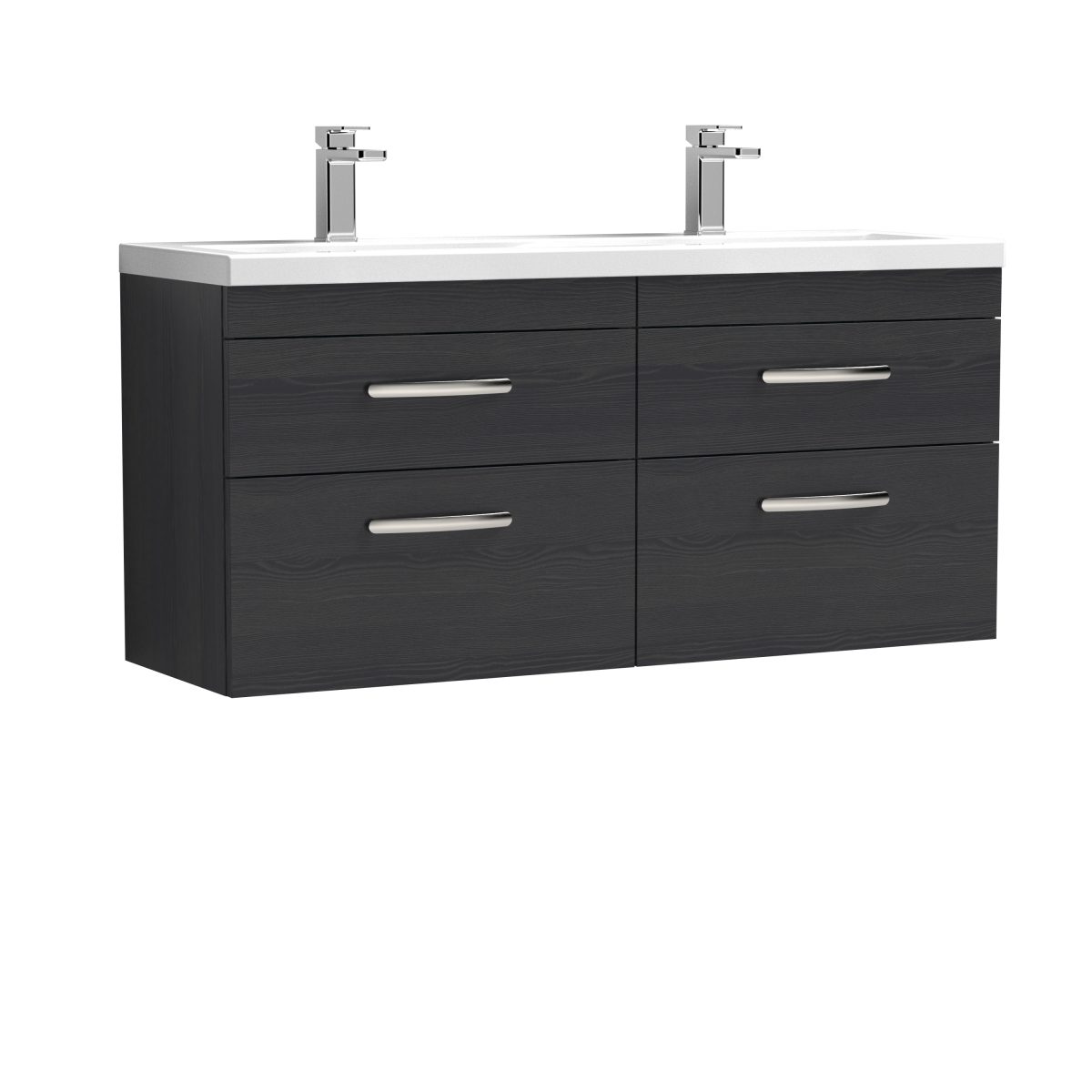 1200mm Wall Hung Cabinet With Double Ceramic Basin - Image 1