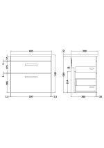 600mm Wall Hung Vanity With Grey Worktop - Image 2