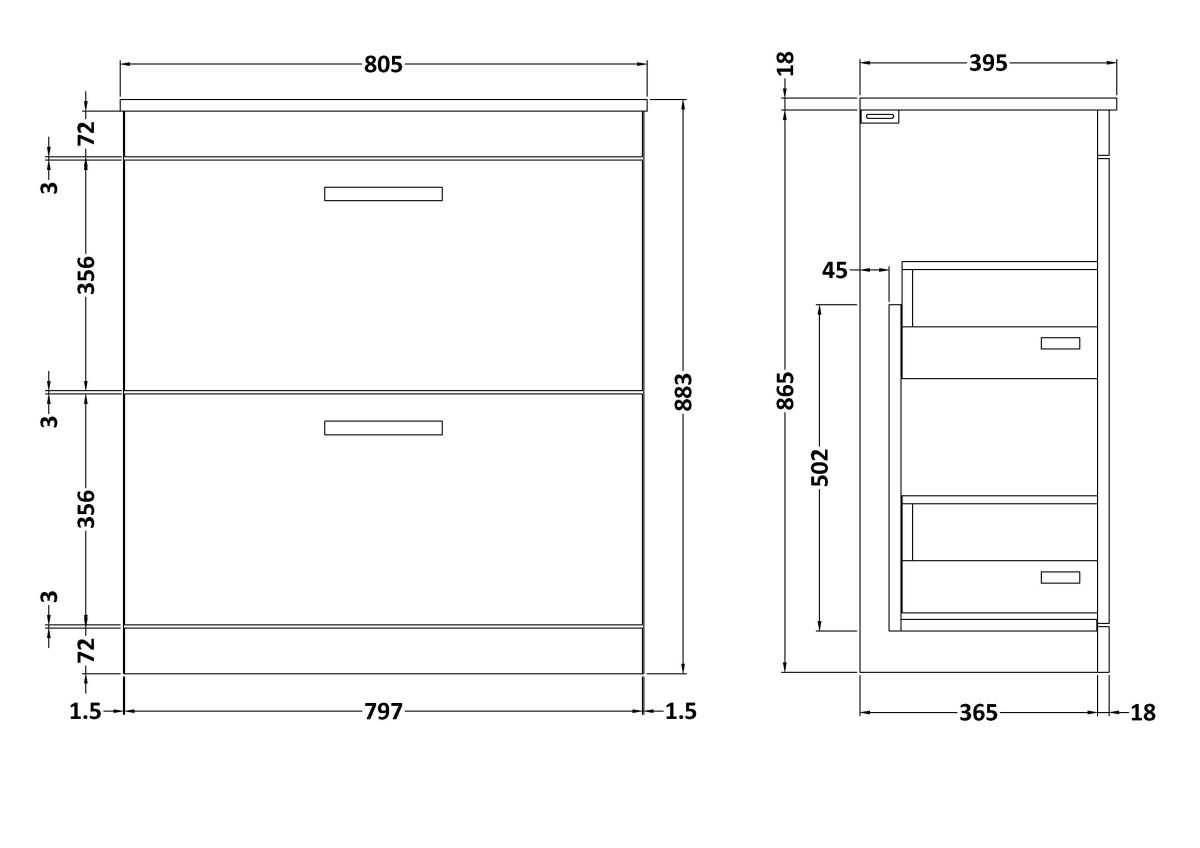 800mm Floor Standing Vanity With Basin 2 - Image 2