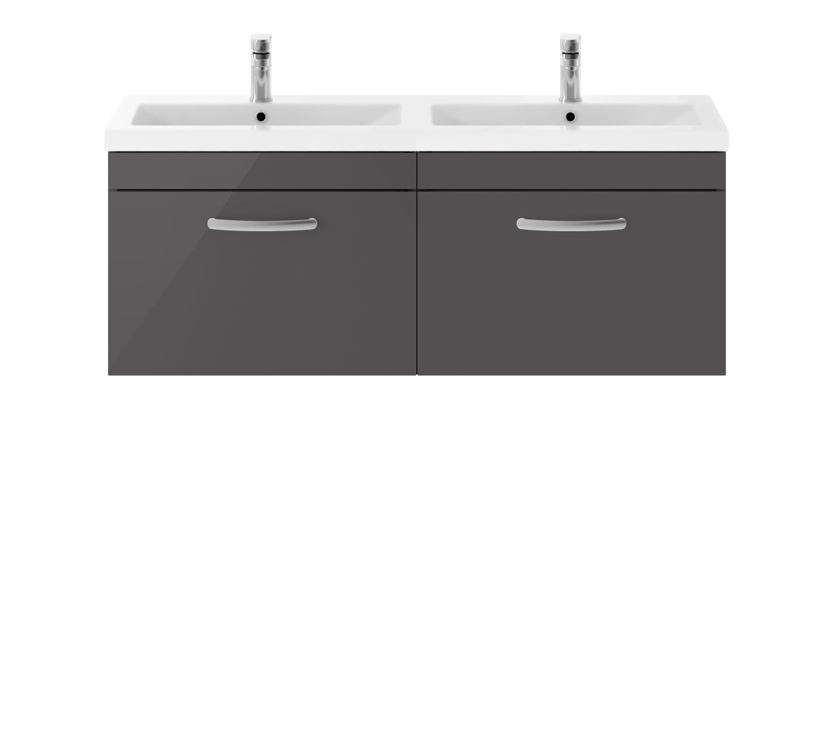 1200mm Wall Hung Cabinet With Double Ceramic Basin - Image 1