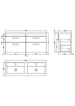 1200mm Wall Hung Cabinet With Double Basin - Image 3