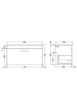800mm Wall Hung Cabinet With Grey Worktop - Image 2