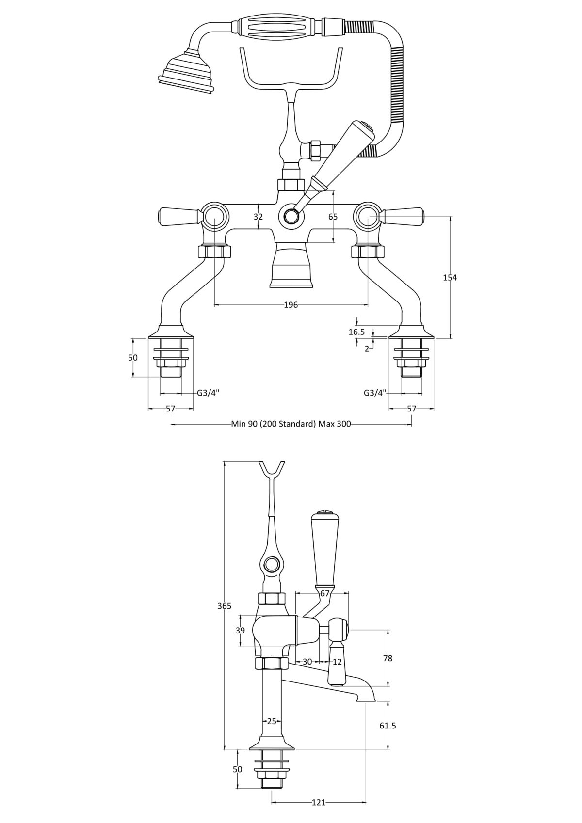 Deck Mounted Bath Shower Mixer - Image 2