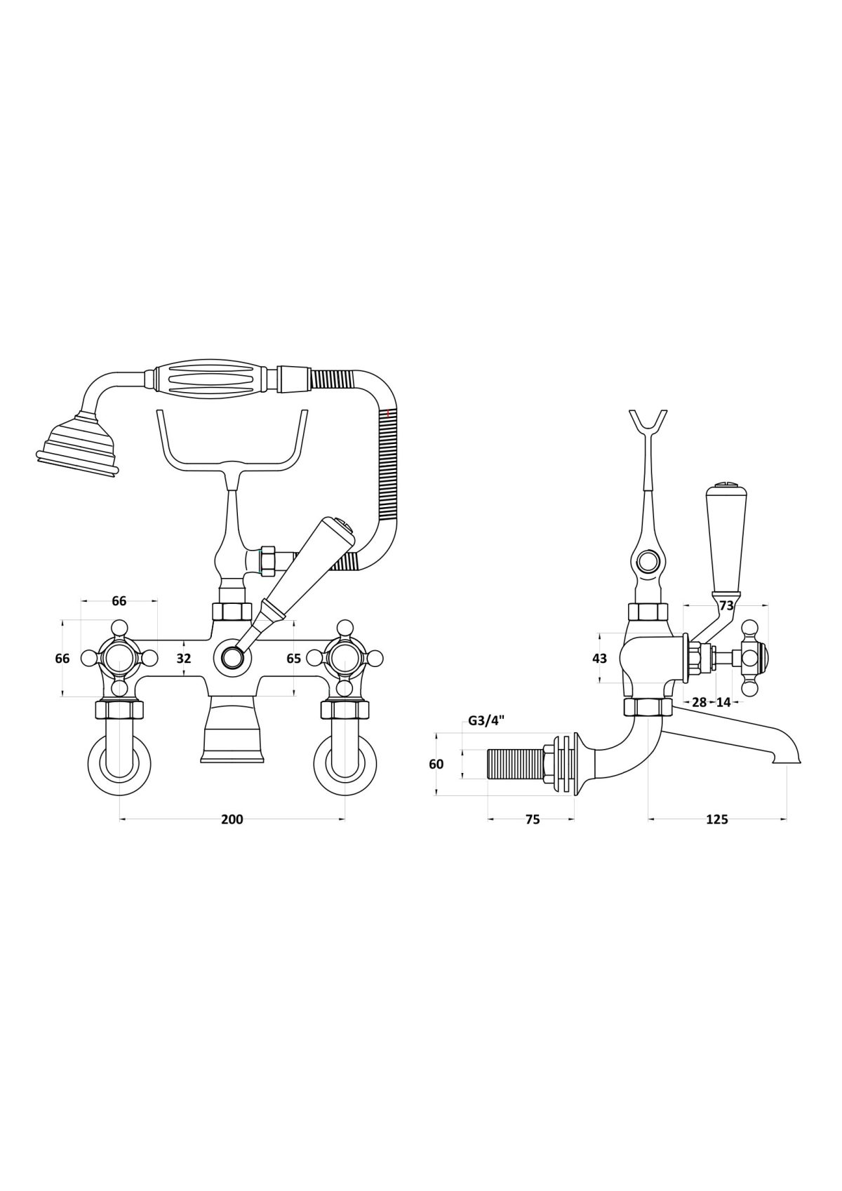 Wall Mounted Bath Shower Mixer - Image 2