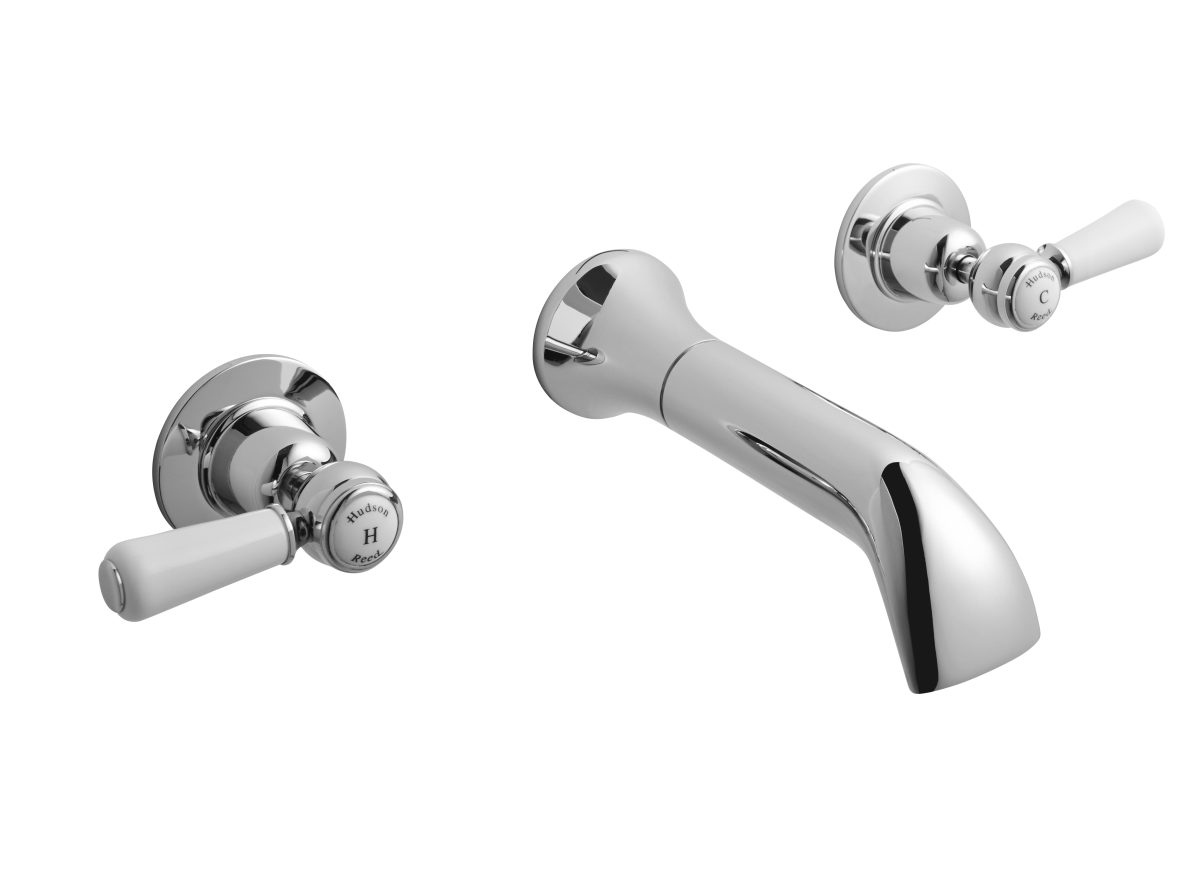 3 Tap Hole Wall Mounted Basin Mixer - Image 1