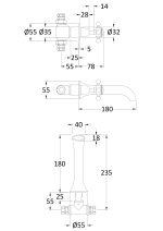 3 Tap Hole Wall Mounted Basin Mixer - Image 2