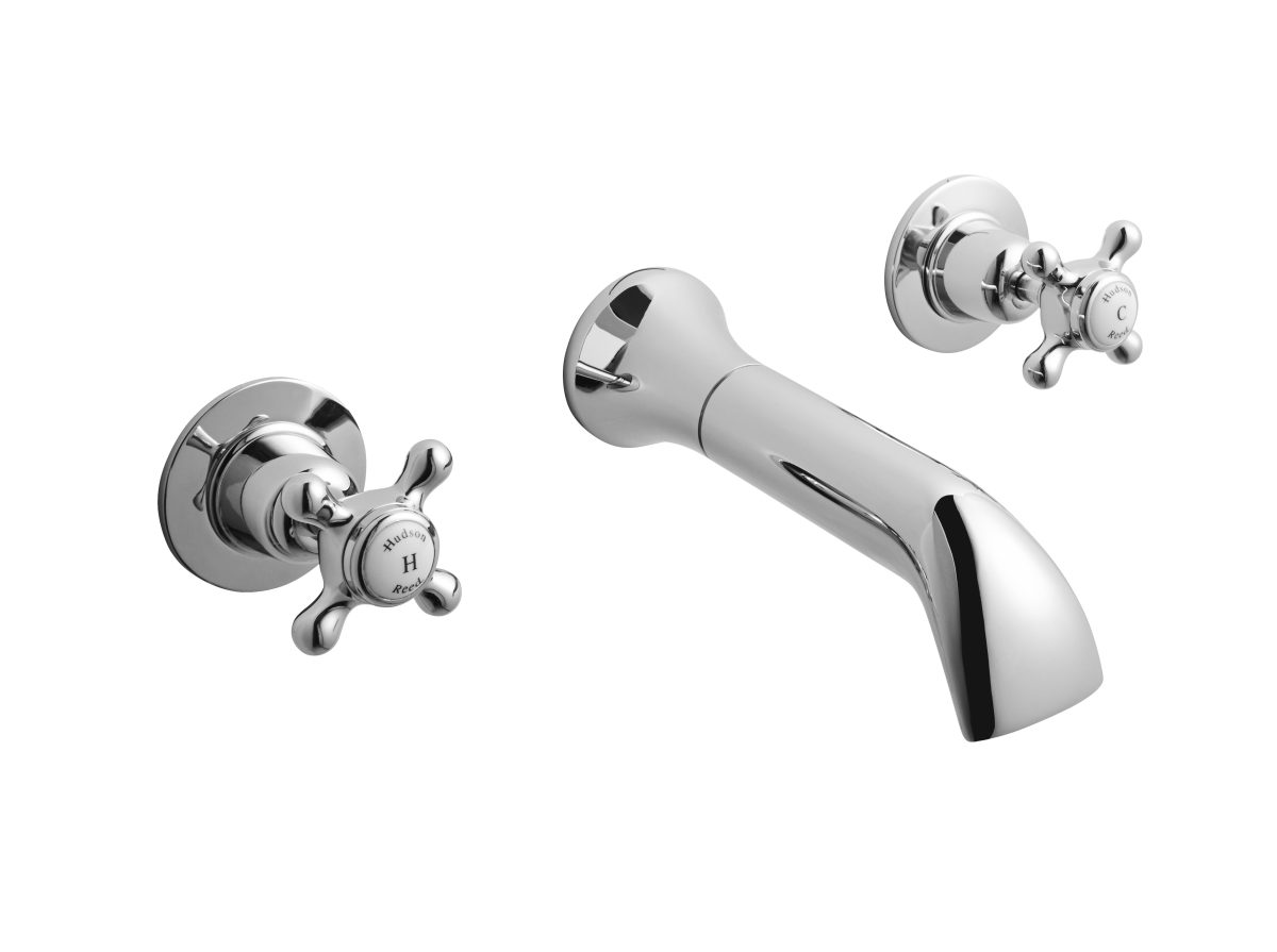 3 Tap Hole Wall Mounted Basin Mixer - Image 1