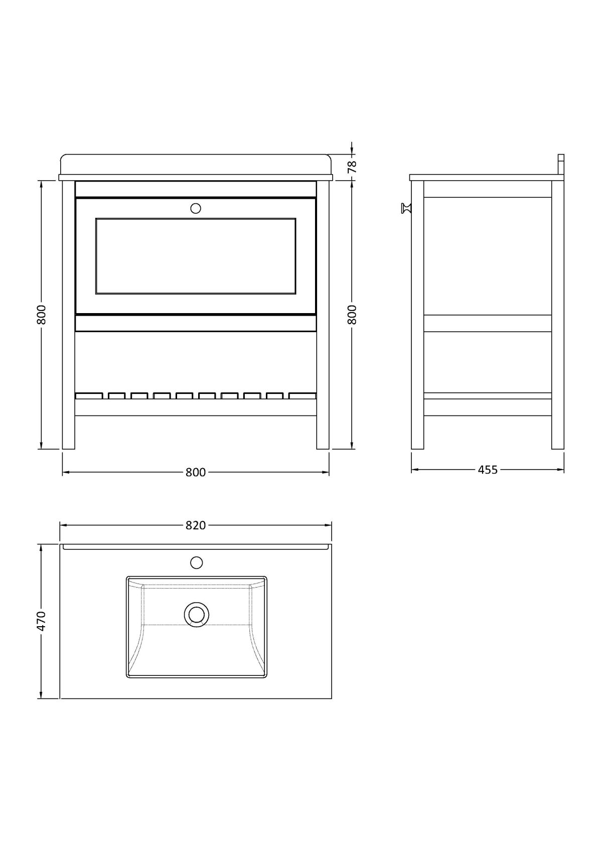 800mm Floor Standing Vanity & Marble Top 1TH - Image 2