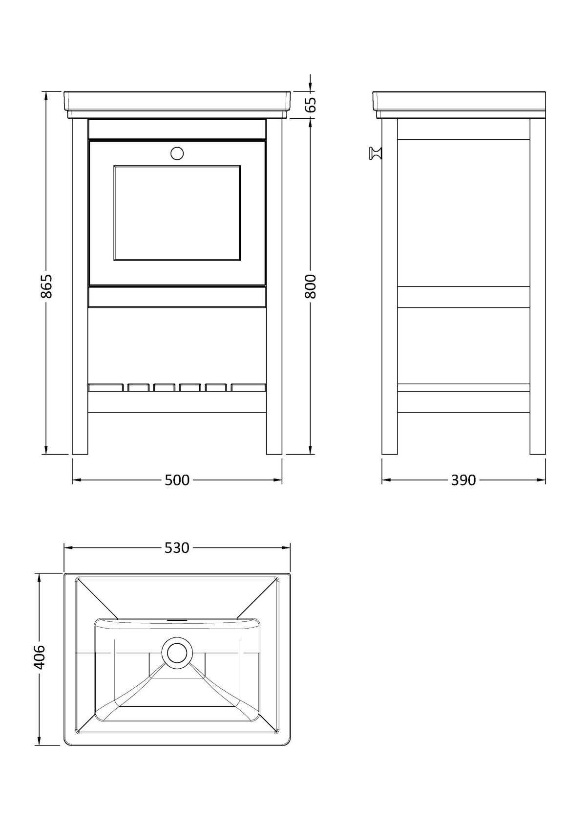 500mm Floor Standing Vanity & Basin 0TH - Image 3