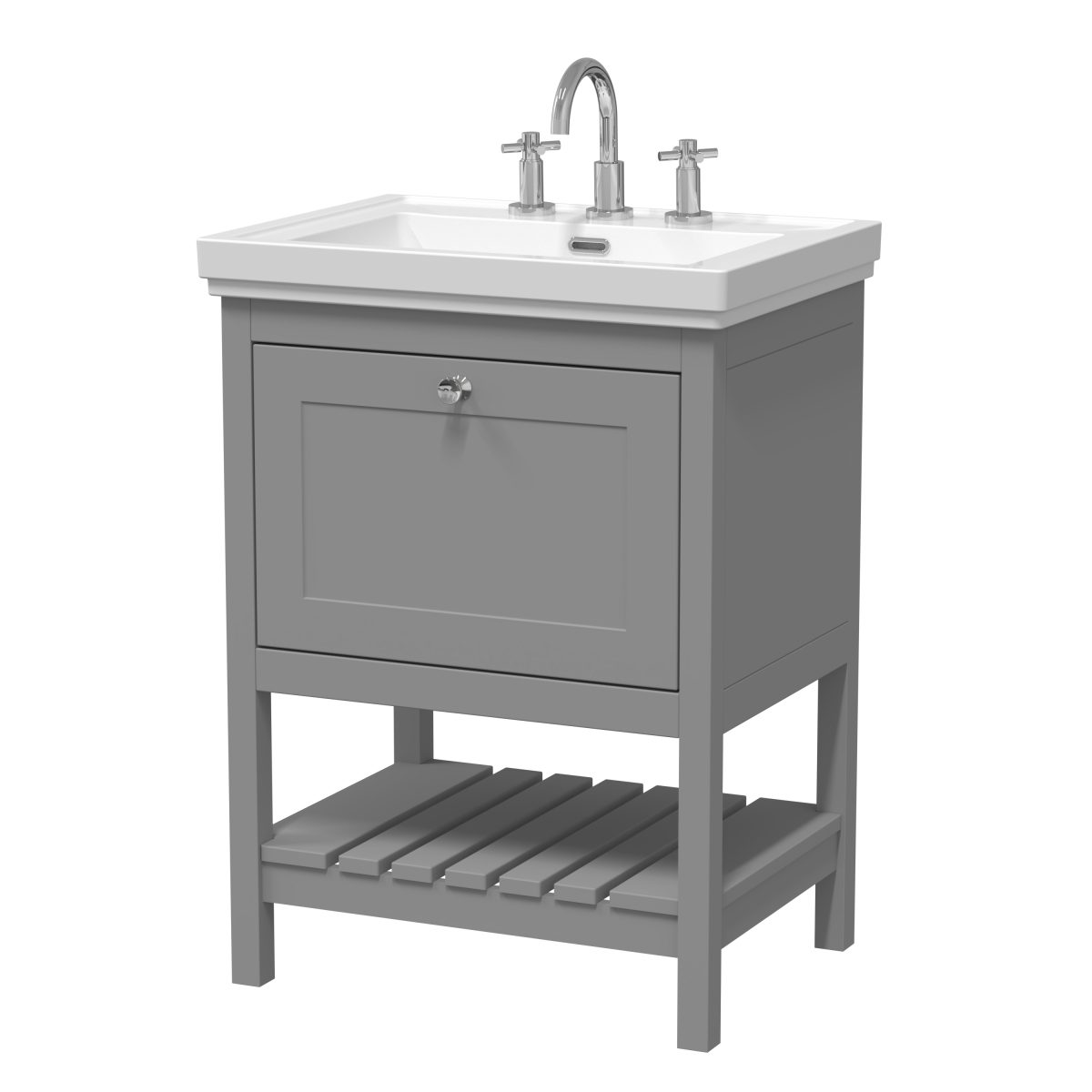 600mm Floor Standing Vanity & Basin 3TH - Image 1