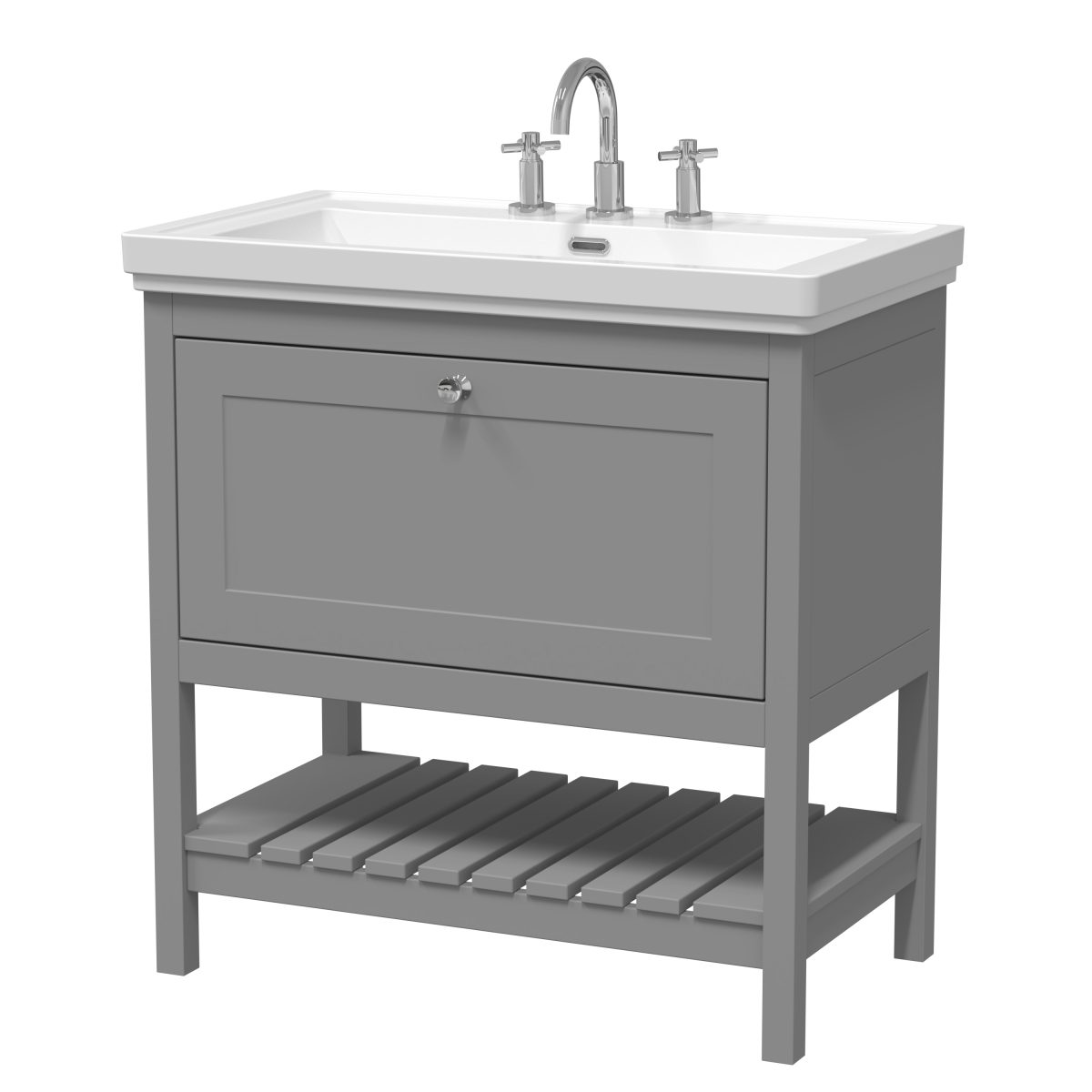 800mm Floor Standing Vanity & Basin 3TH - Image 1