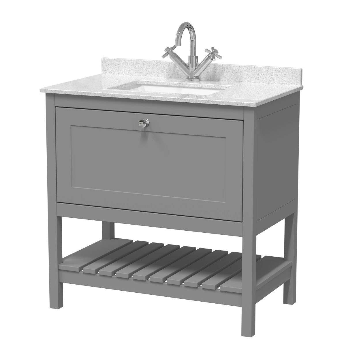 800mm Floor Standing Vanity & Marble Top 1TH - Image 1