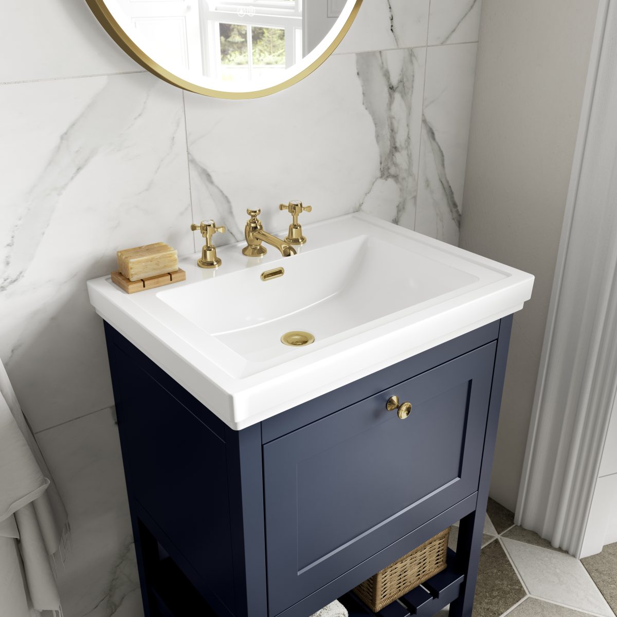 500mm Floor Standing Vanity & Basin 3TH - Image 2