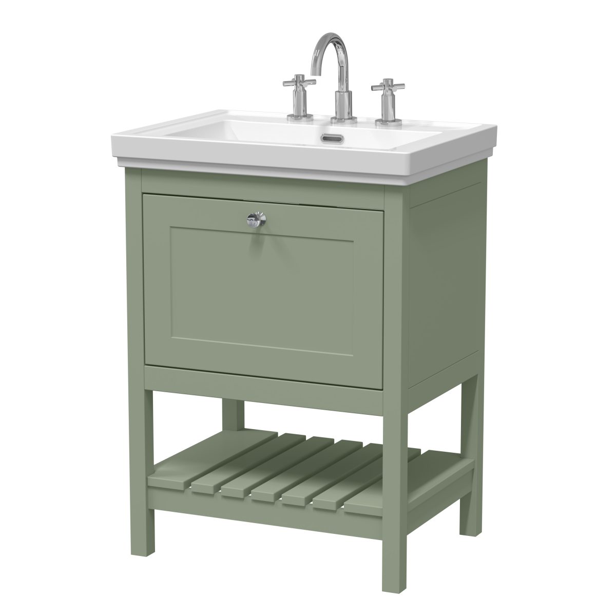 600mm Floor Standing Vanity & Basin 3TH - Image 1