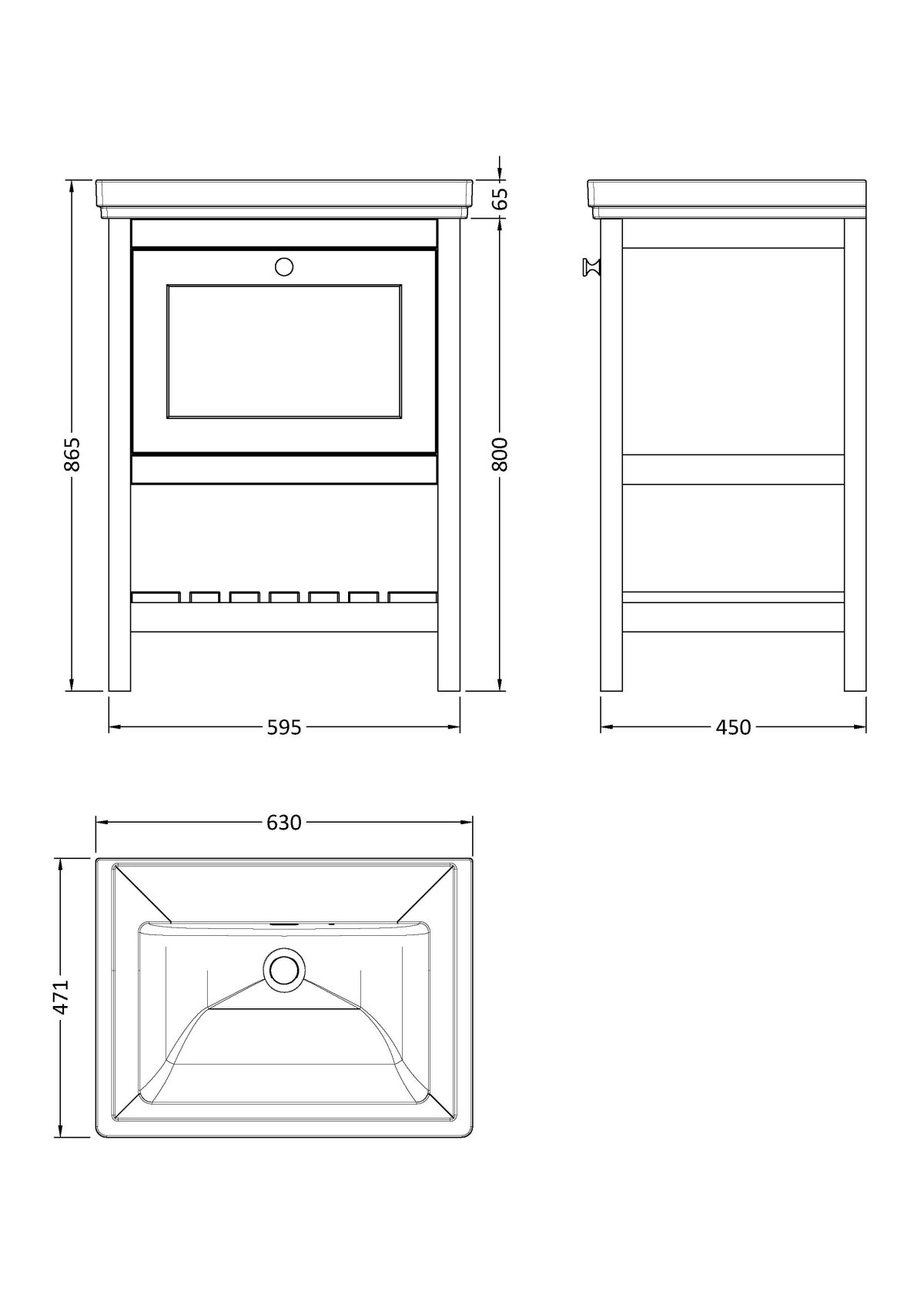 600mm Floor Standing Vanity & Basin 0TH - Image 3