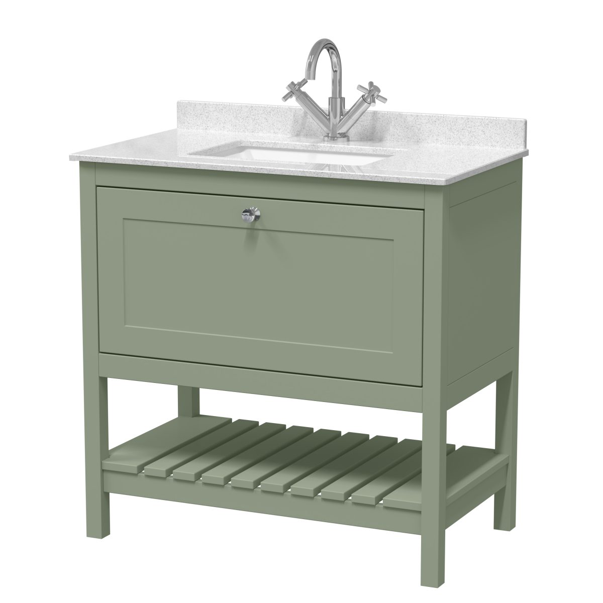 800mm Floor Standing Vanity & Marble Top 1TH - Image 1