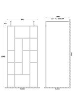 1000mm Abstract Frame Wetroom Screen with Support Bars - Image 2
