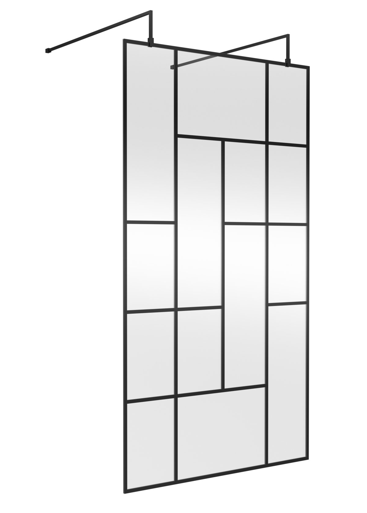 1100mm Abstract Frame Wetroom Screen with Support Bars - Image 1