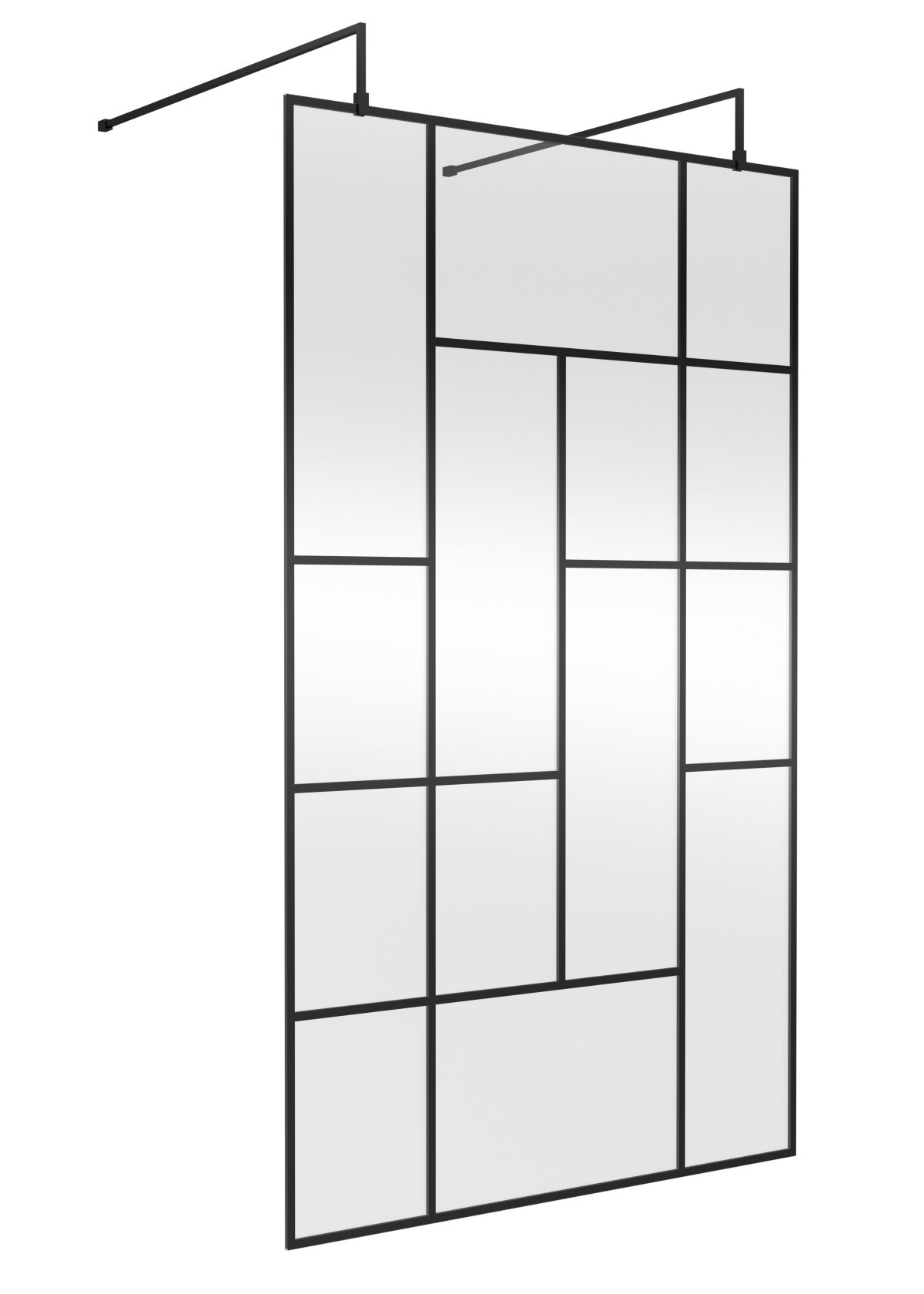 1200mm Abstract Frame Wetroom Screen with Support Bars - Image 1