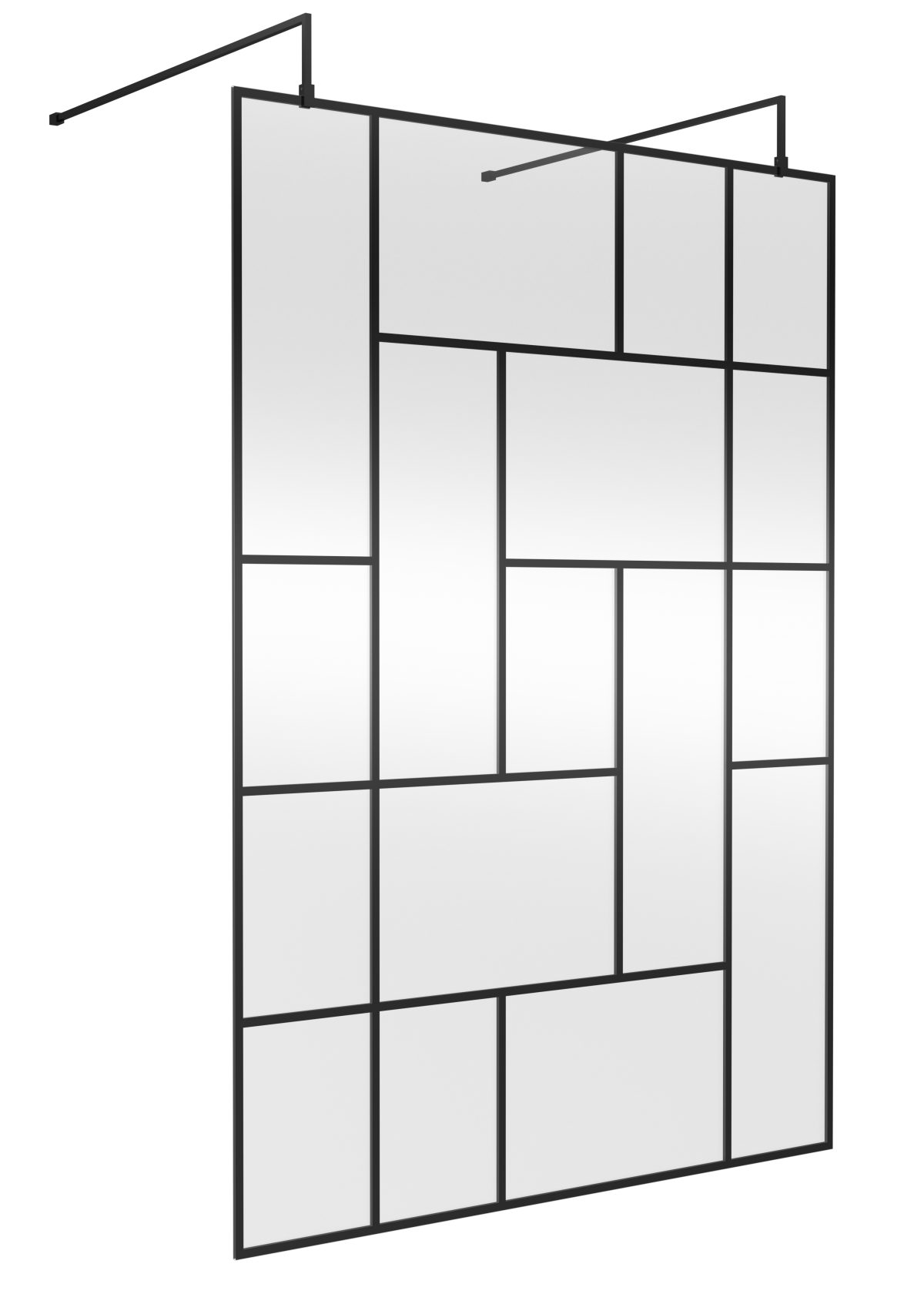 1400mm Abstract Frame Wetroom Screen with Support Bars - Image 1