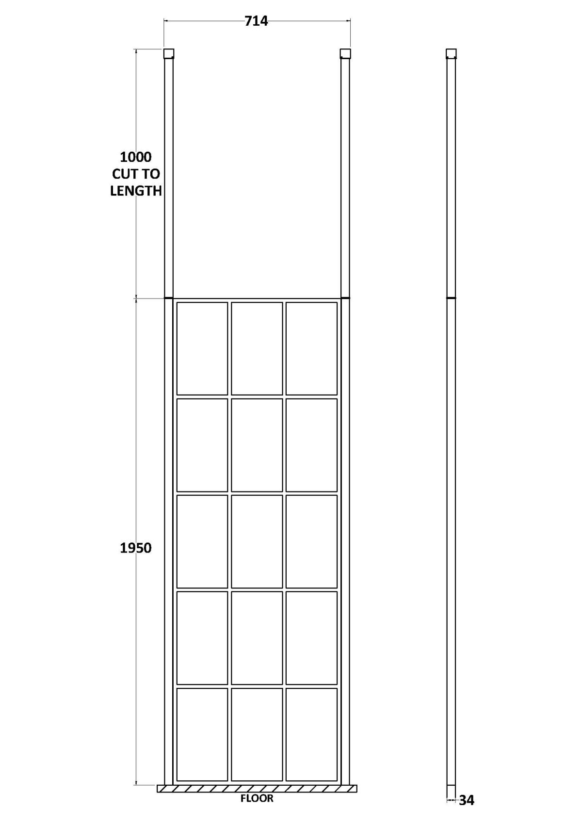 700mm Frame Screen With Ceiling Posts - Image 2