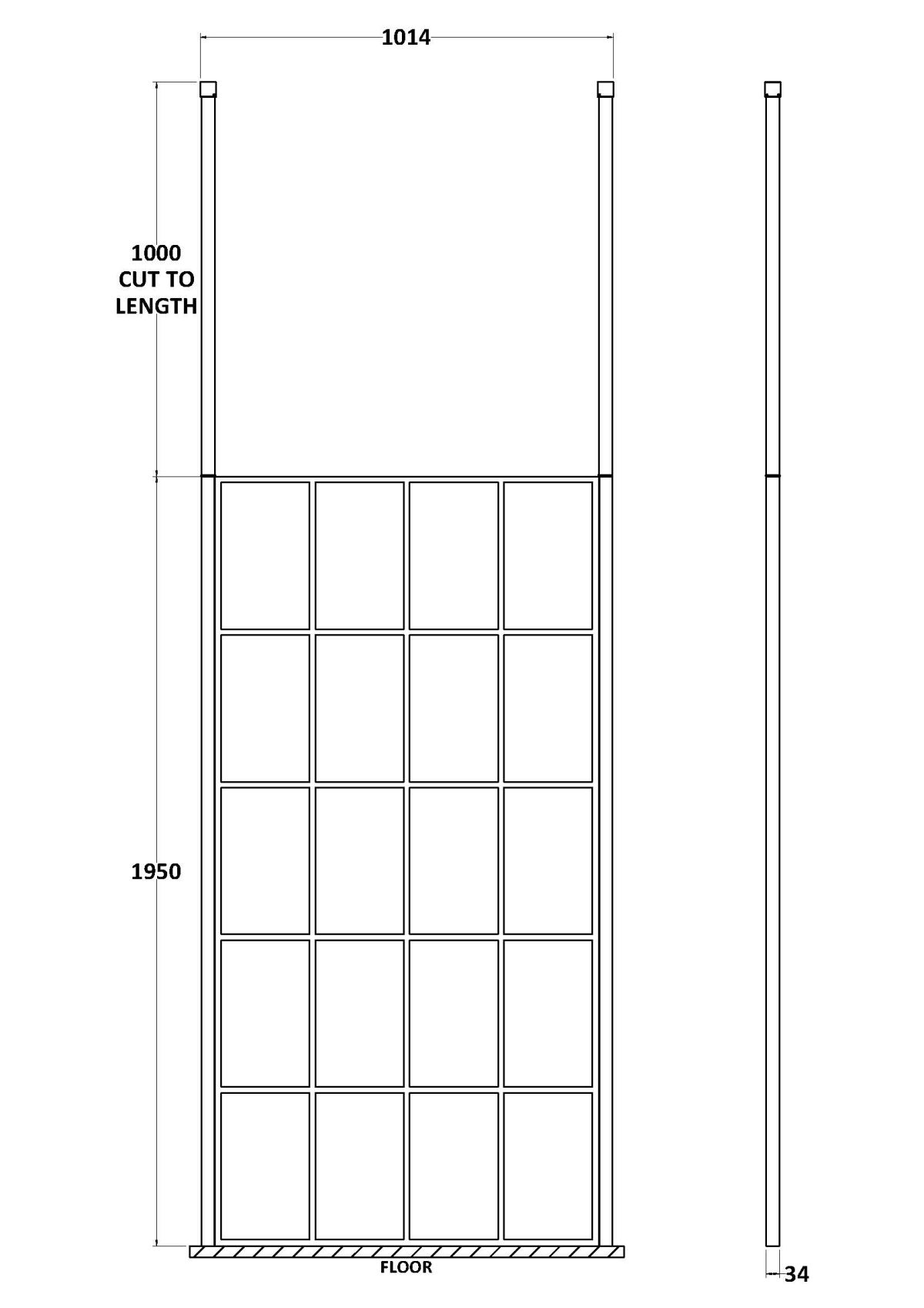 1000mm Frame Screen With Ceiling Posts - Image 2