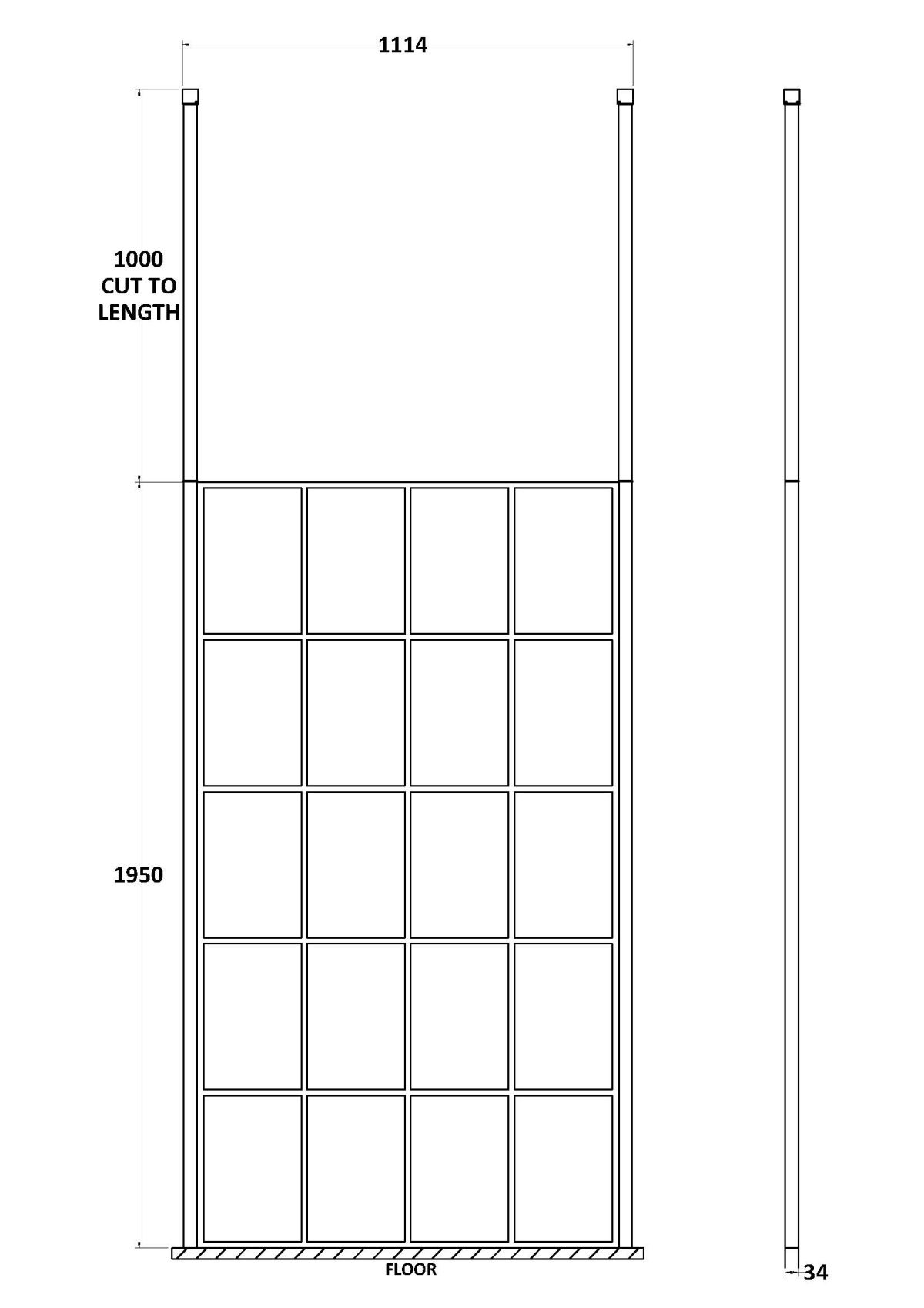 1100mm Frame Screen With Ceiling Posts - Image 2