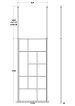 900mm Abstract Frame Wetroom Screen with Ceiling Posts - Image 2