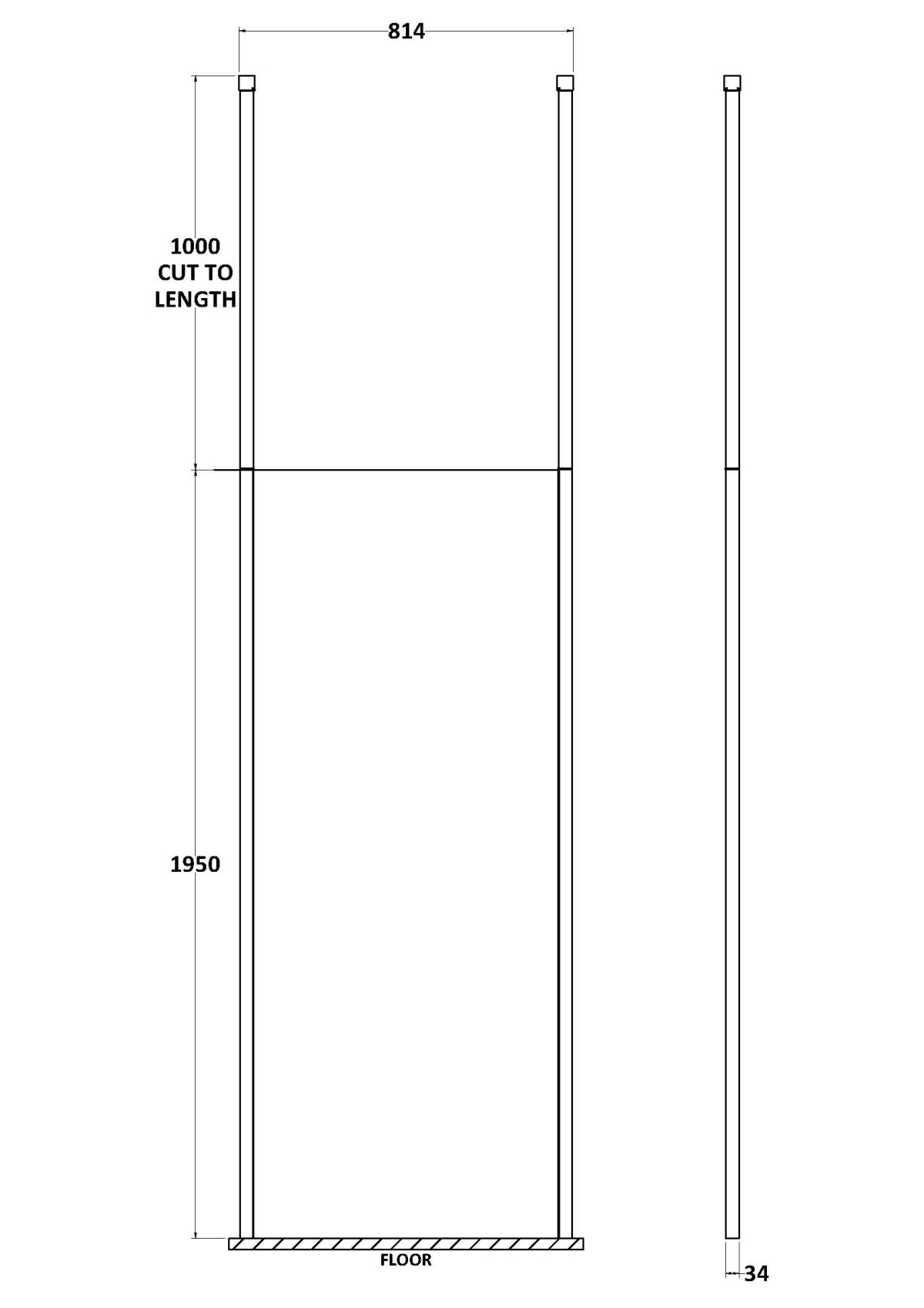800mm Wetroom Screen with Ceiling Posts - Image 2