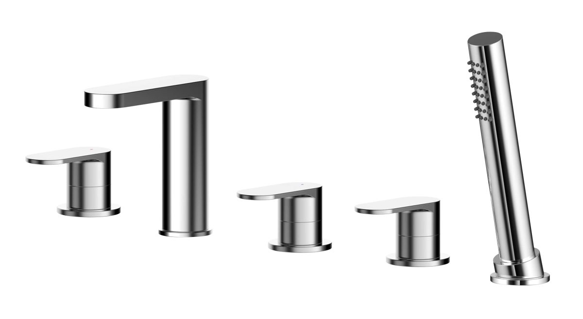 Deck Mounted 5 Tap Hole Bath Shower Mixer - Image 1